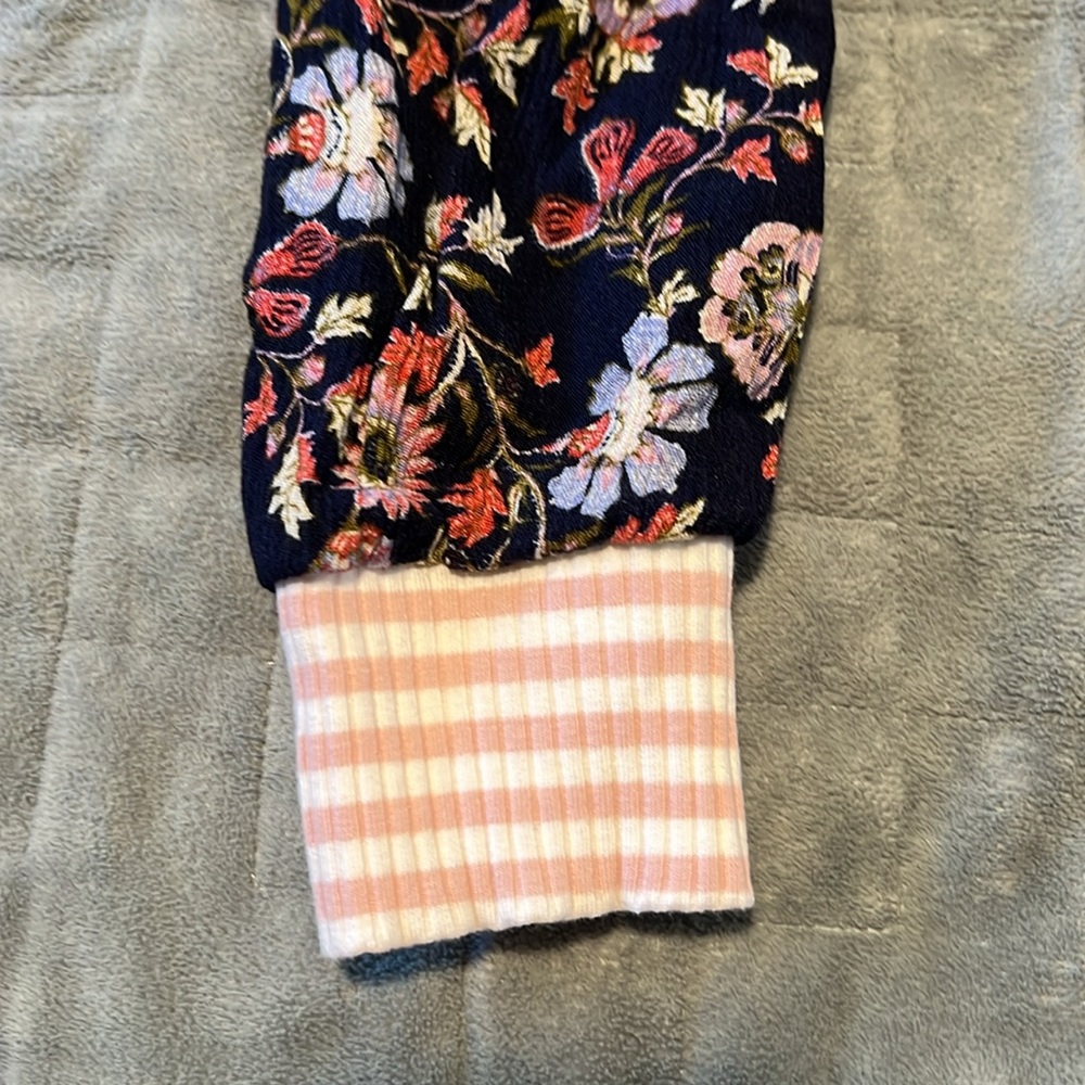 Mystree Floral Bomber Jacket, Navy Blue, Pink, Boho, Size S - Picture 5 of 10